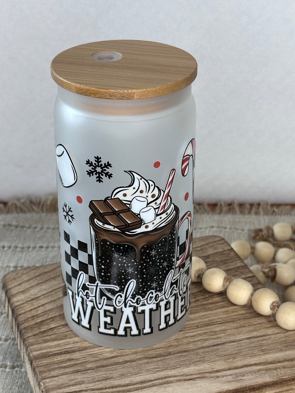 Hot Chocolate Weather Glass Can Cup