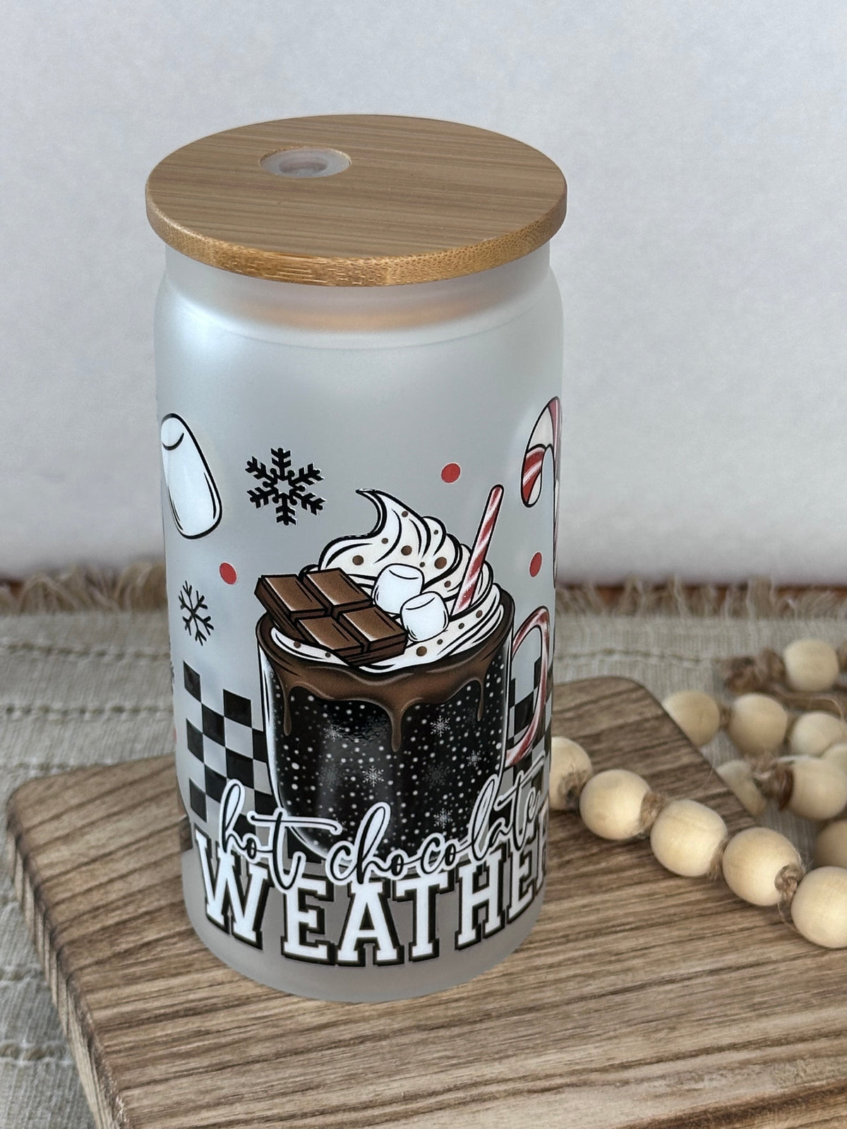 Hot Chocolate Weather Glass Can Cup